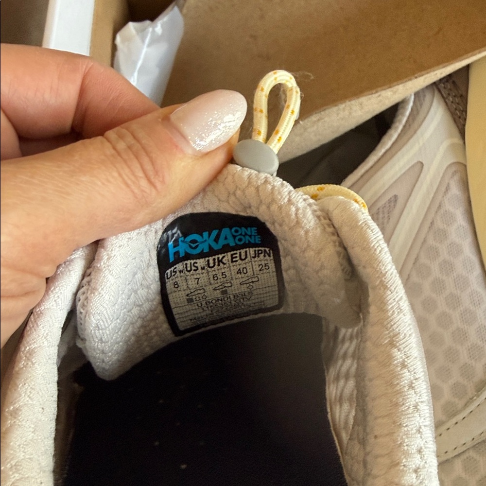 Hoka White Cream Sneakers with Blue Accent - Picture 4 of 7